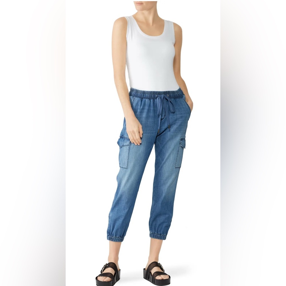 Evereve Blue Denim Cargo Jogger Pants